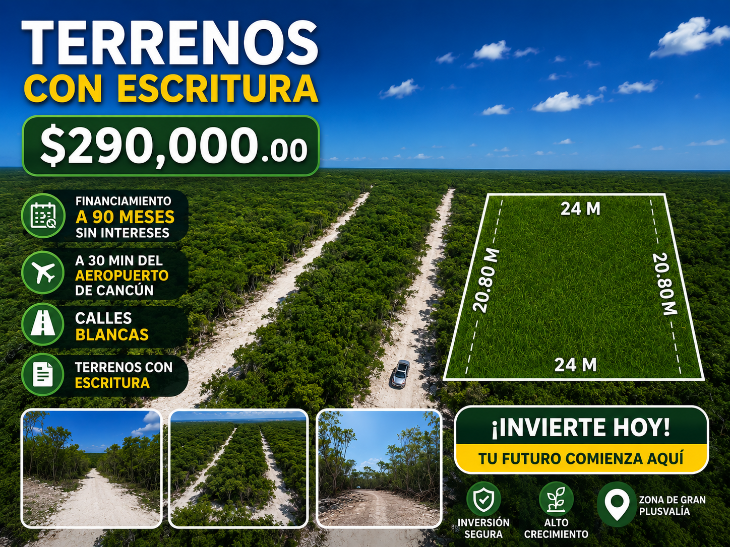 Terrenos con escritura en Cancún